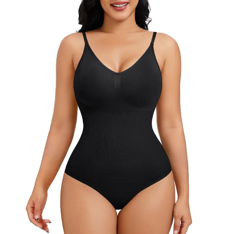 "Women's V-Neck Tummy Control Shapewear Bodysuit for Body Shaping and Hip Lift"