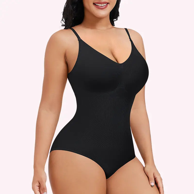 "Women's V-Neck Tummy Control Shapewear Bodysuit for Body Shaping and Hip Lift"