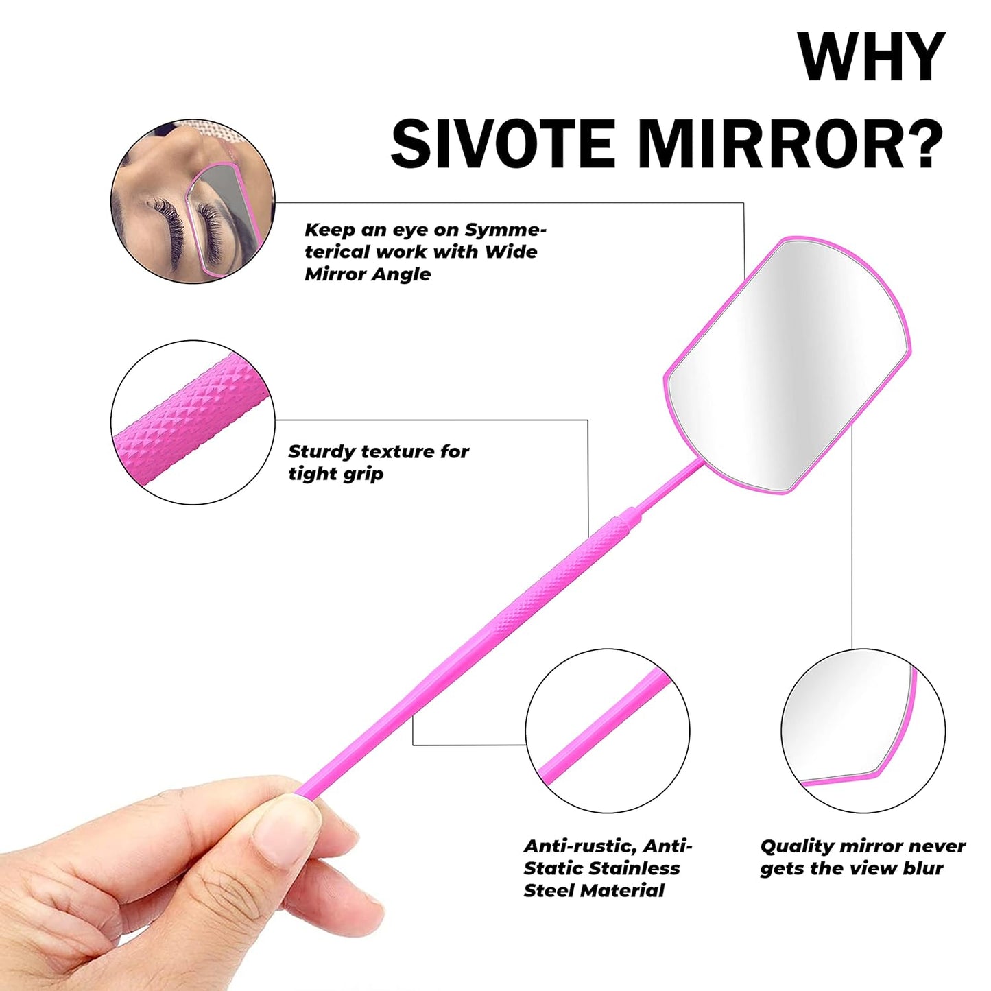 Lash Mirror Make up Mirror Detachable Stainless Steel Square round Lash Extention Supplies