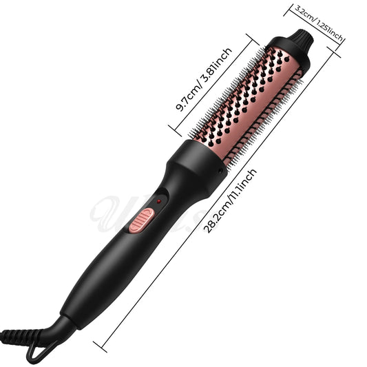 3 in 1 Thermal Brush Heated Curling Iron Brush Ceramic Hair Curler Roller Volumizing Brush Curling Comb Double PTC Curling Brush